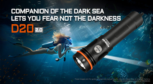 Acebeam D20 2.0 High-Lumens Rechargeable 3-Mode Scuba Diving Flashlight